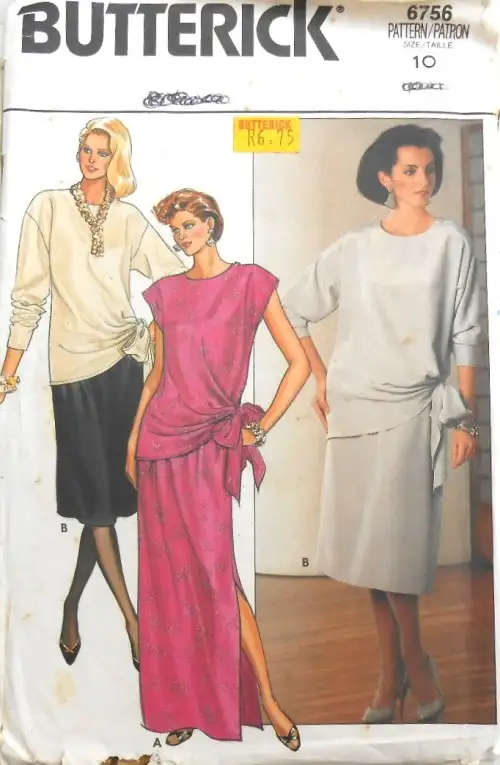 BUTTERICK 6756 TOP & SKIRT SIZE 10 COMPLETE SEWING PATTERN