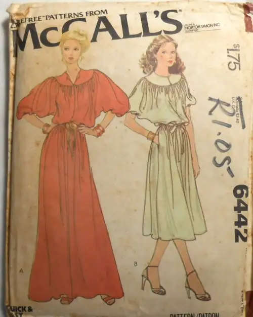 VINTAGE McCALLS 6442 DRESS SIZE PETITE 6-8 COMPLETE SEWING PATTERN