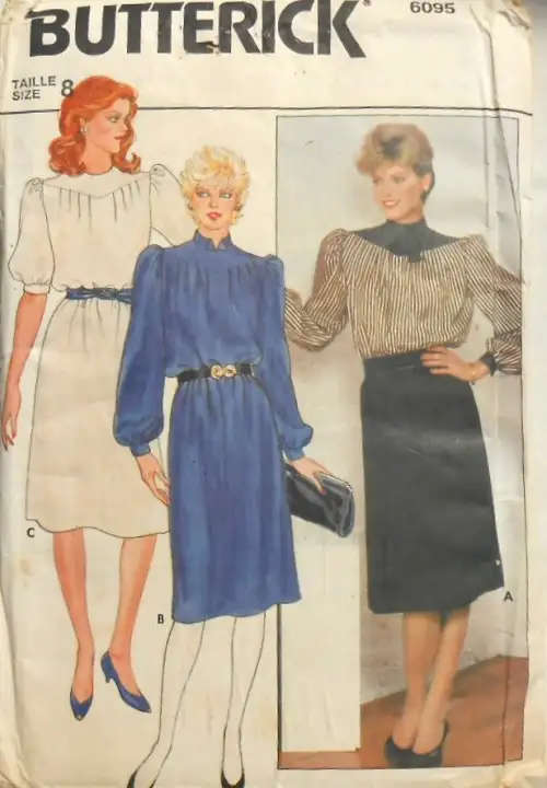 BUTTERICK 6095 LOOSE FITTING PULLOVER DRESS SIZE 8 COMPLETE SEWING PATTERN