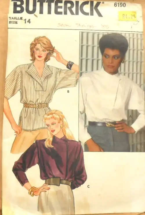 BUTTERICK 6190 SET OF BLOUSES SIZE 14 COMPLETE SEWING PATTERN
