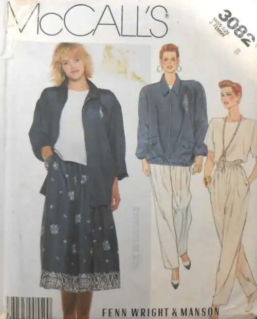 McCALLS 3082 UNLINED JACKET-TOP-SKIRT-PANTS SIZE 8 COMPLETE SEWING PATTERN