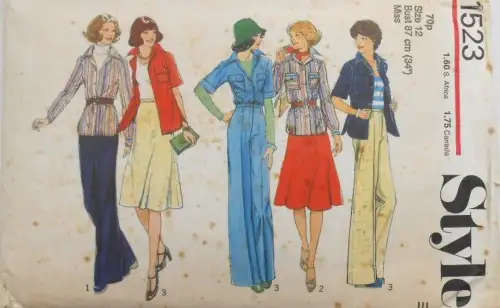 STYLE 1523 SHIRT-BIAS SKIRT-PANTS SIZE 12 BUST 87 CM COMPLETE SEWING PATTERN