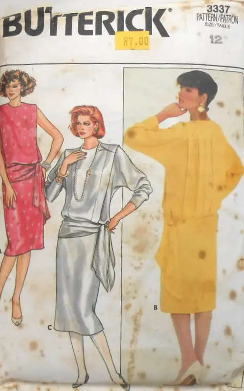 BUTTERICK 3337 TWO PIECE DRESS OR TOP & SKIRT SIZE 12 COMPLETE SEWING PATTERN