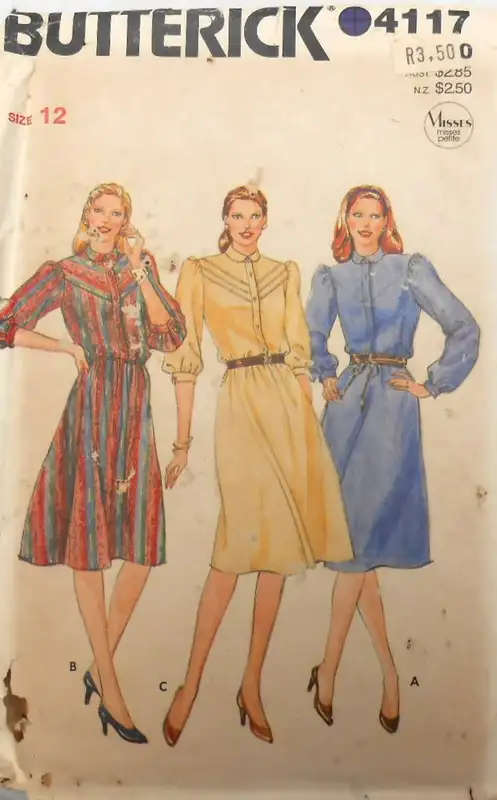 BUTTERICK 4117 LOOSE FITTING DRESS SIZE 12 COMPLETE-ZIPLOC SEWING PATTERN