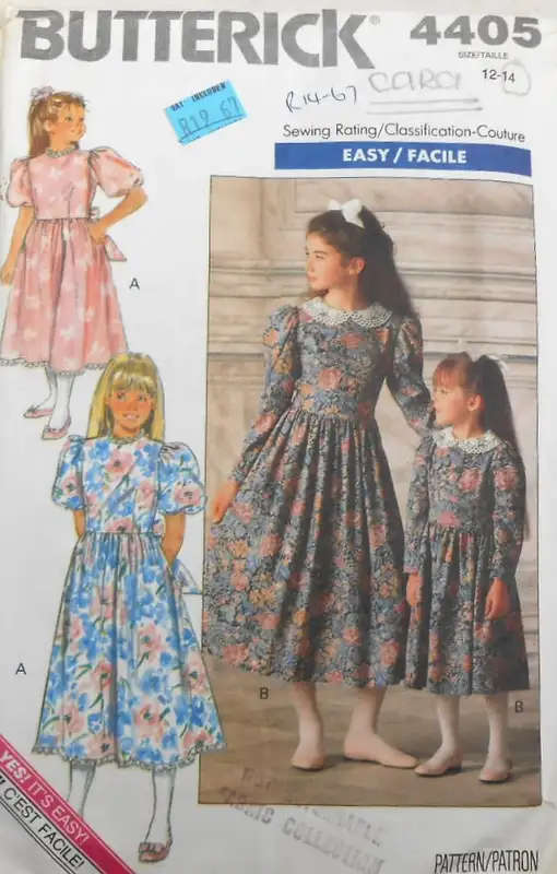 BUTTERICK 4405 GIRLS DRESS SIZE 12-14 YEARS COMPLETE SEWING PATTERN