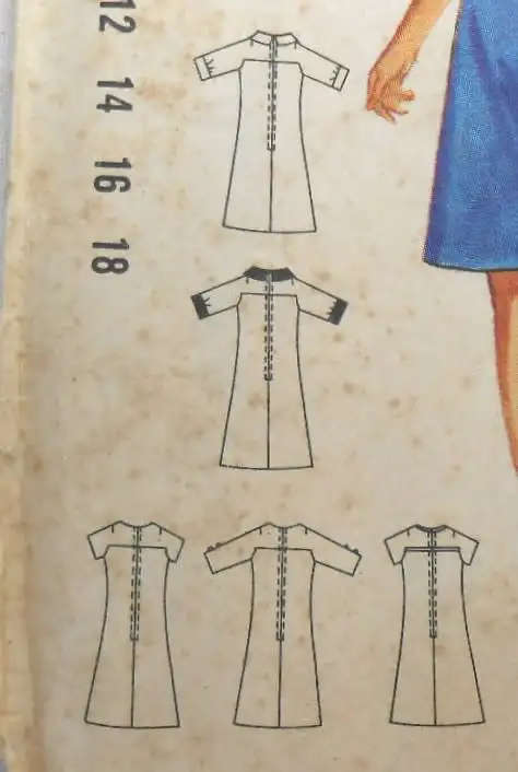 VINTAGE BUTTERICK 4512 ONE PIECE DRESS SIZE 16 COMPLETE -  SEWING PATTERN