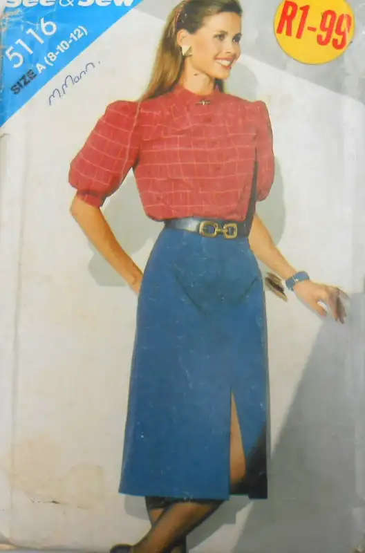BUTTERICK 5116 BLOUSE & SKIRT - SIZE 8-10-12 COMPLETE  SEWING PATTERN