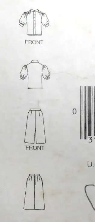 BUTTERICK 5116 BLOUSE & SKIRT - SIZE 8-10-12 COMPLETE  SEWING PATTERN