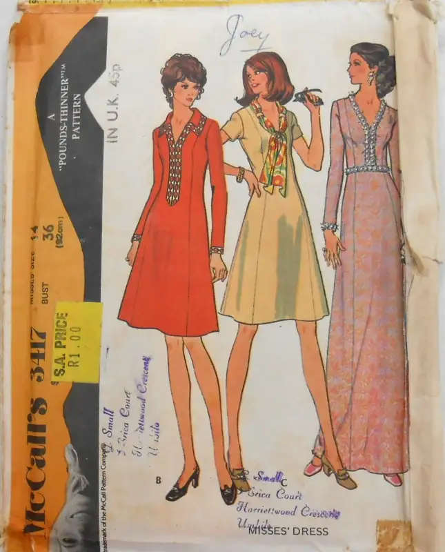 McCALLS 3417 PRINCESS DRESS SIZE 14 BUST 36 COMPLETE SEWING PATTERN