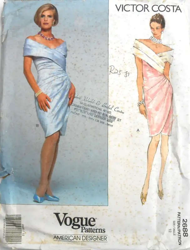 VOGUE 2688 VICTOR COASTA- LINED CLOSE FITTED DRESS SIZE 12 COMPLETE-SEE LISTING SEWING PATTERN