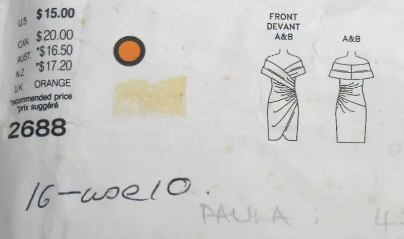 VOGUE 2688 VICTOR COASTA- LINED CLOSE FITTED DRESS SIZE 12 COMPLETE-SEE LISTING SEWING PATTERN