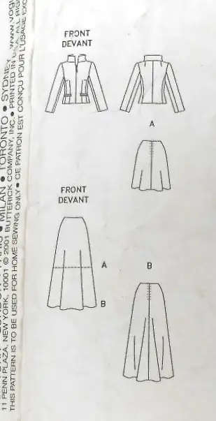 VOGUE 2607 GUY LAROCHE -STUNNING JACKET & SKIRT SIZE 12-14-16 COMPLETE-CUT TO 16 SEWING PATTERN