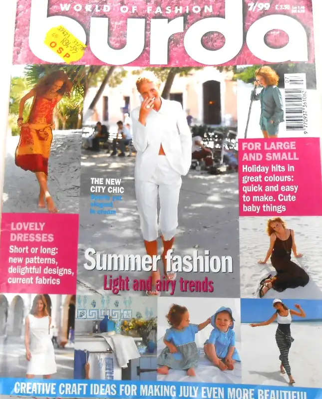 BURDA-WORLD OF FASHION 7/99 112 PAGES - WITH PULL-OUT SECTION SEWING PATTERNS