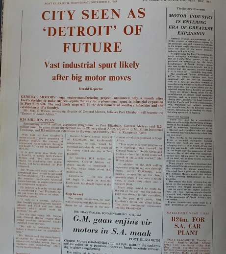 General Motors South African engine manufacturing plant Port Elizabeth 1965