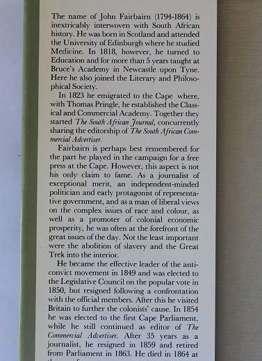 John Fairbairn in South Africa  by H. C. Botha