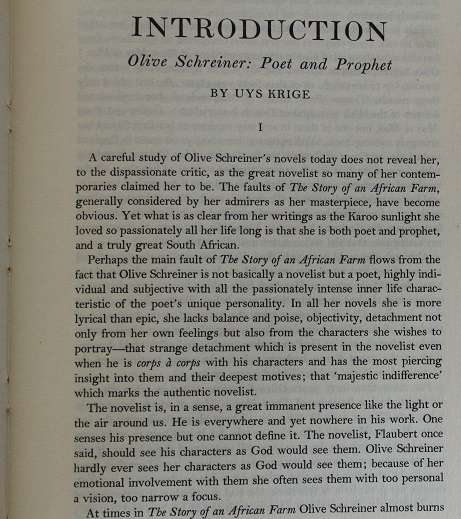 Olive Schreiner a selection edited by Uys Krige