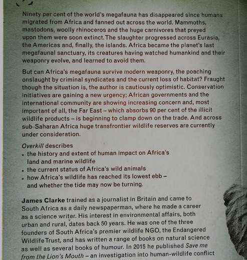 Overkill by James Clarke. The race to save Africa's wildlife.