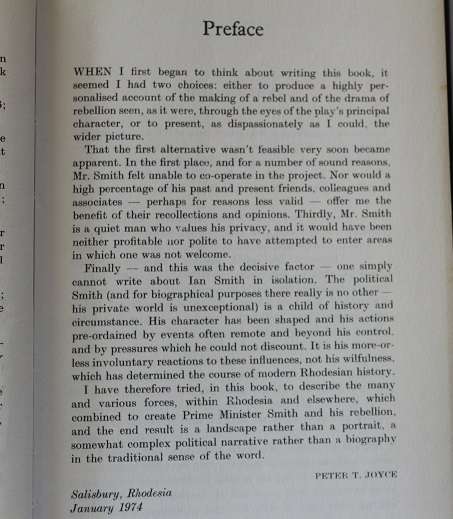 Anatomy of a rebel. Smith of Rhodesia : a Biography by Peter Joyce