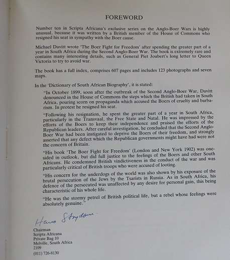 The Boer fight for freedom by M. Davitt. Limited edition!! Scripta Africana series.