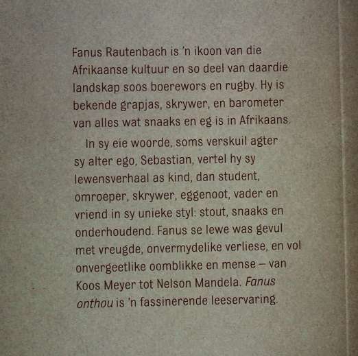 Fanus onthou en Sebastian lieg in die mou deur Fanus Rautenbach