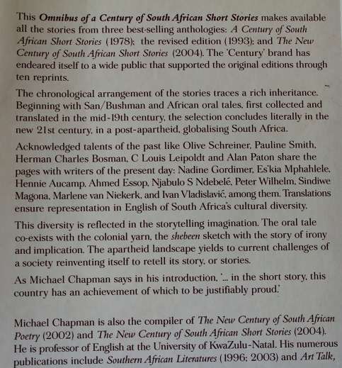 Omnibus of a century of South African short stories edited by Michael Chapman