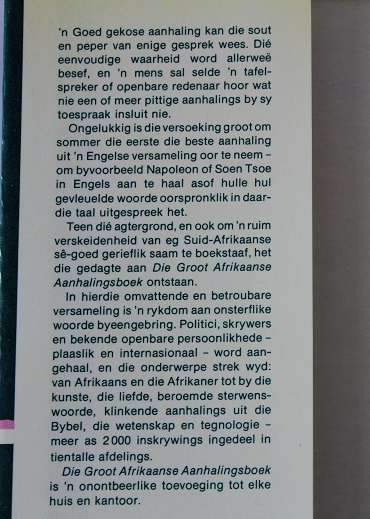 Die groot Afrikaanse aanhalings-boek deur P. Muller, G. Claasen en M. van Tonder