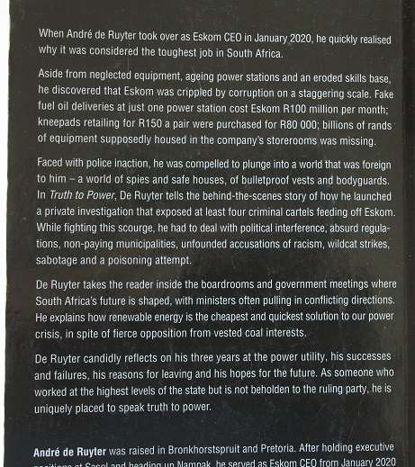 André de Ruyter Truth to Power. My three years inside Eskom