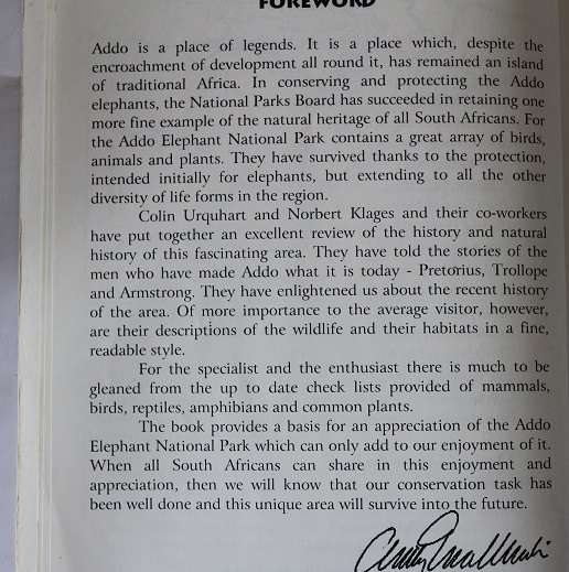 Addo more than just elephants by Colin Urquhart & N. Klages. Signed !!