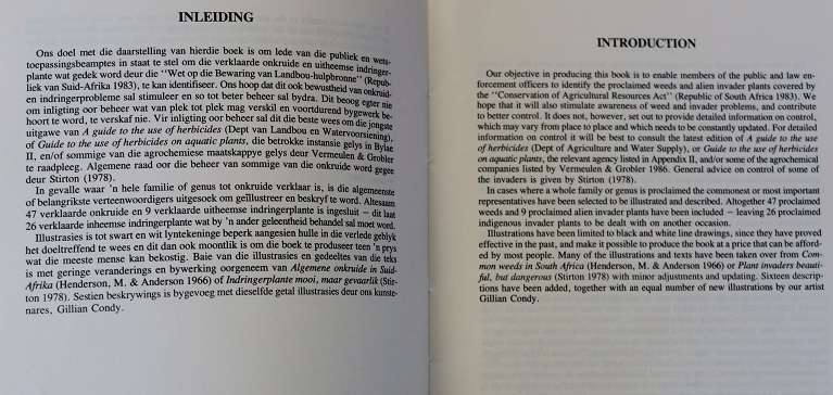 Verklaarde onkruide en uitheemse indringerplante in Suid- Afrika/Declared weeds..... M. Hendersen