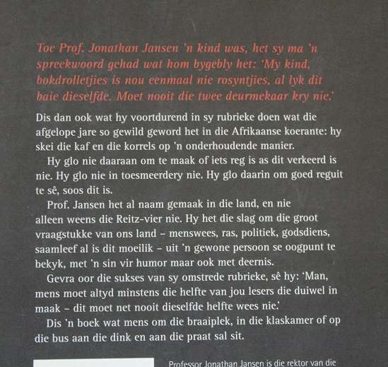 Oor Bokdrolletjies en Rosyntjies deur Jonathan Jansen