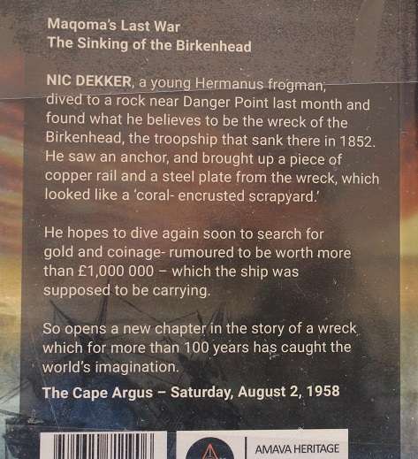 Maqoma's last war by Nicholas Dekker. The sinking of the Birkenhead