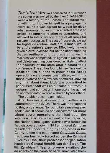 The Silent War BY Peter Stiff. South African Recce operations 1969-1994