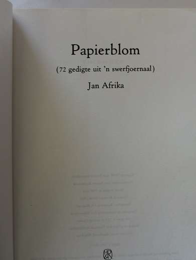 Papierblom deur Jan Afrika ( Breyten Breytenbach )