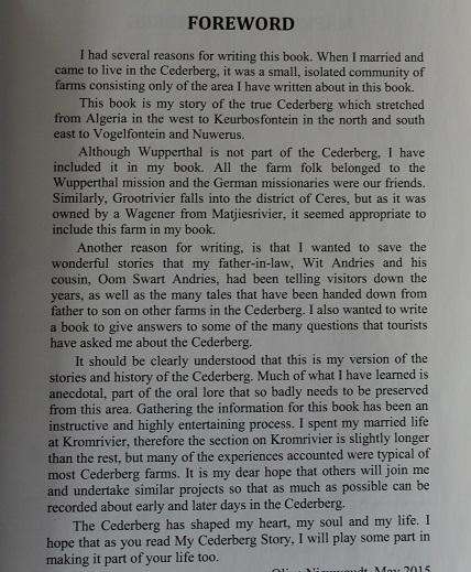 My Cederberg story by Olive Nieuwoudt
