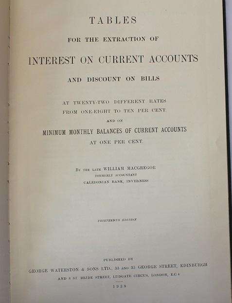 Macgregor's Interest Tables by William Macgregor 1938
