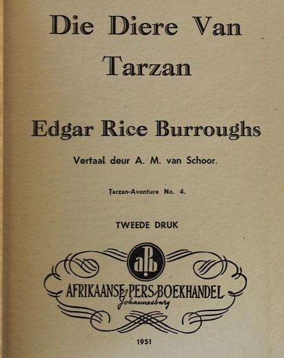 Die diere van Tarzan deur Edgar Rice Burroughs. 1951