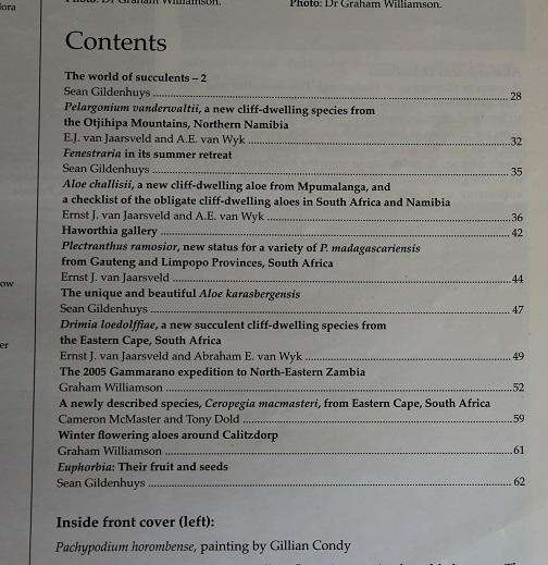 Aloe: volume 43 no 2 & 3 of 2006. Published by the Succulent Society of South Africa