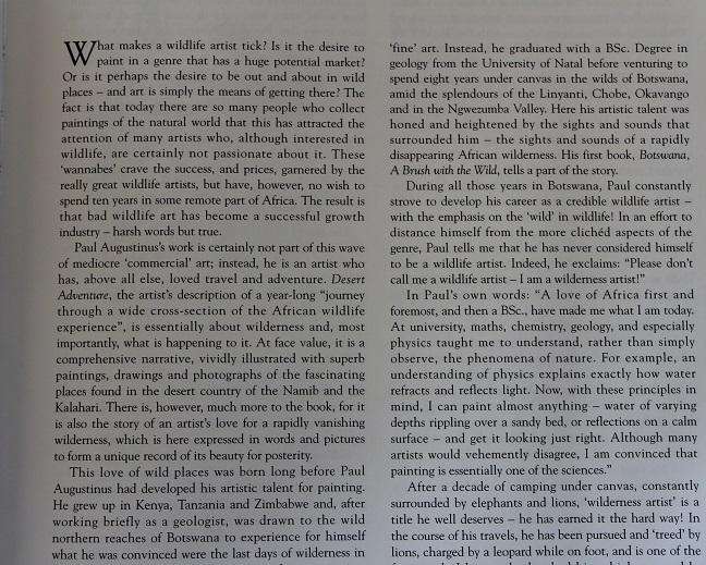 Desert Adventure by Paul Augustinus. In search of wilderness in Namibia and Botswana.