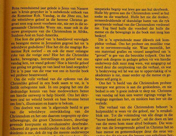 Die geskiedenis van die Christendom. Redakteurs: Briggs, Linder, Wright en Fensham