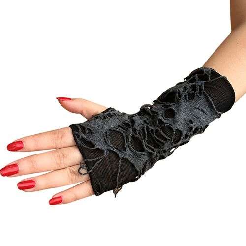 Goth Punk Fingerless Gloves - Spider Web Design