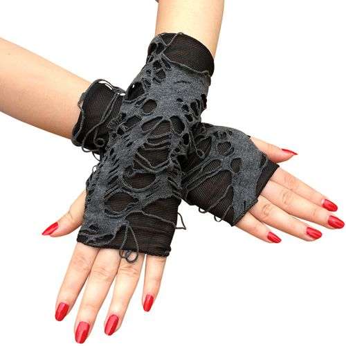 Goth Punk Fingerless Gloves - Spider Web Design