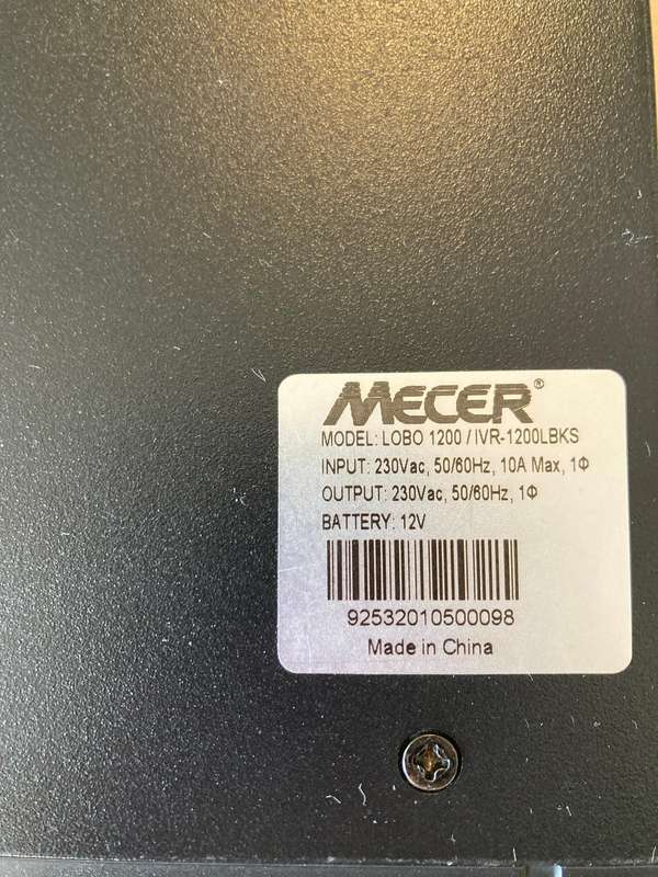 Mecer 1200VA 720W 12V Inverter + Battery Metal Trolley Box