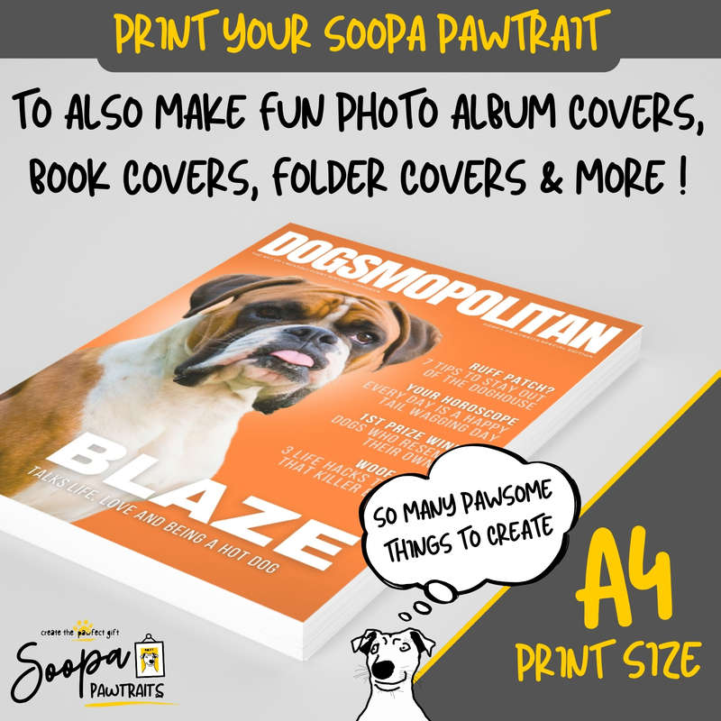 Get a Custom Portrait Artwork of Your Doggy - DOGSMOPOLITAN Magazine Cover (Fun Pet Lover's Gift)