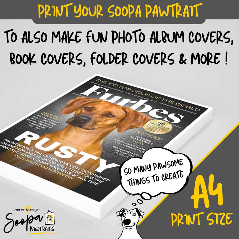 Get a Custom Portrait Artwork of Your Doggy - FURBES Magazine Cover (Fun Pet Lover's Gift)