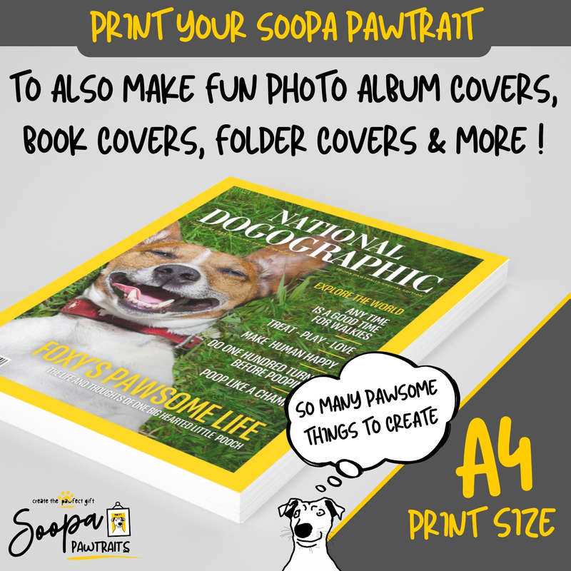 Get a Custom Portrait Artwork of Your Doggy - NATIONAL DOGOGRAPHIC Magazine Cover (Pet Lover's Gift)