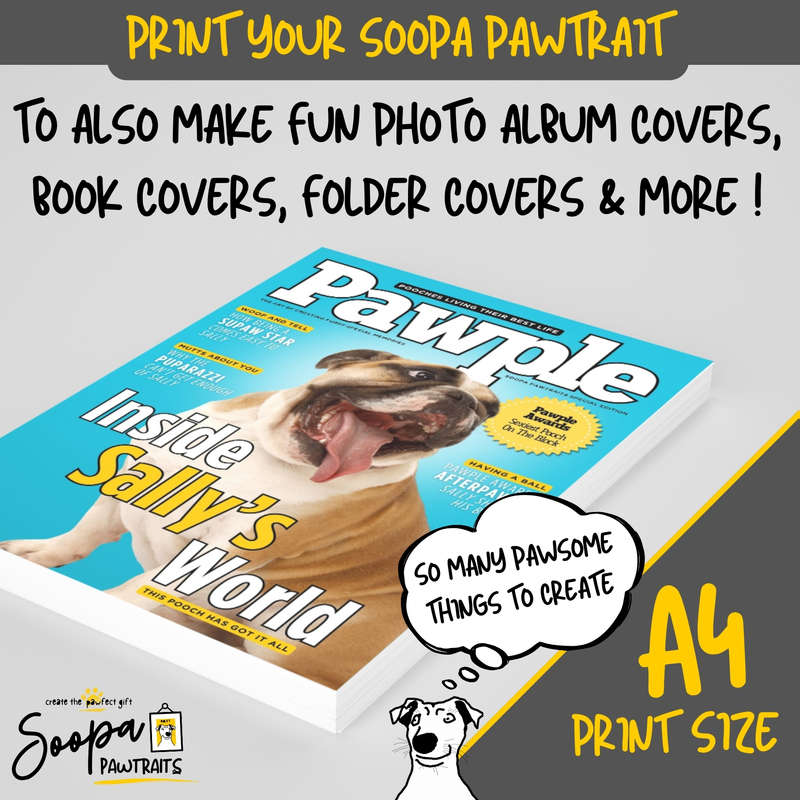 Get a Custom Portrait Artwork of Your Doggy - PAWPLE Magazine Cover (Fun Pet Lover's Gift)