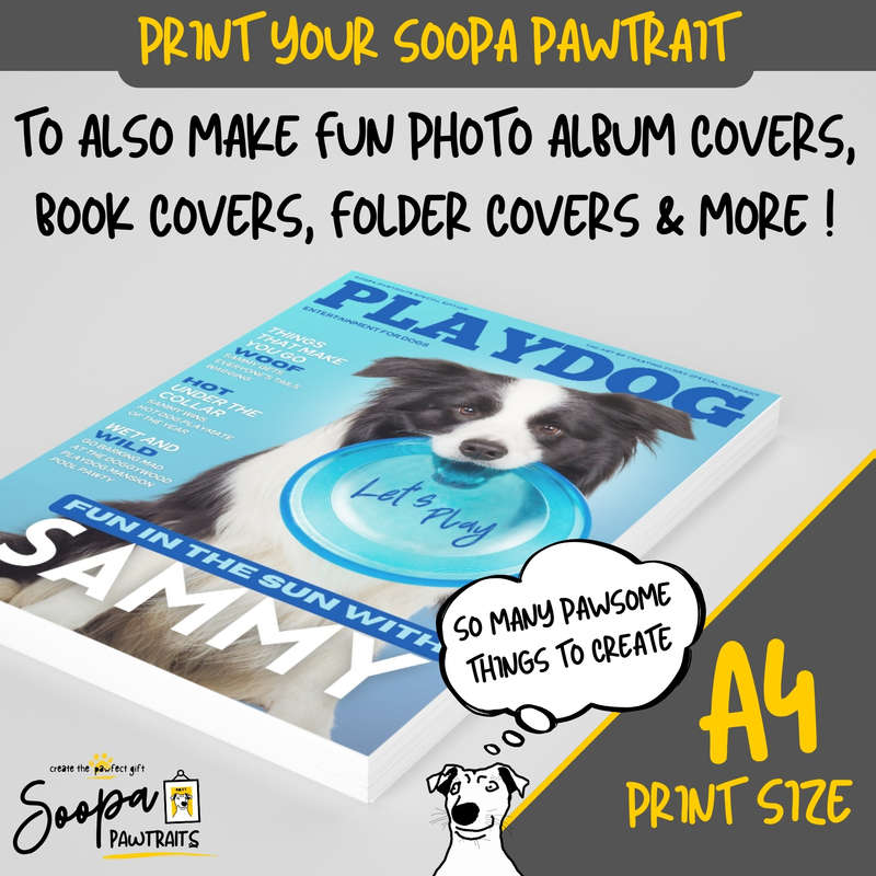 Get a Custom Portrait Artwork of Your Doggy - PLAYDOG Magazine Cover (Fun Pet Lover's Gift)