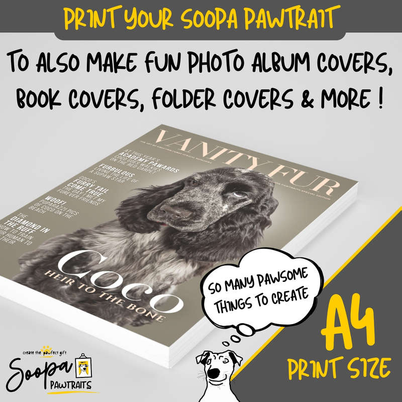 Get a Custom Portrait Artwork of Your Doggy - VANITY FUR Magazine Cover (Fun Pet Lover's Gift)