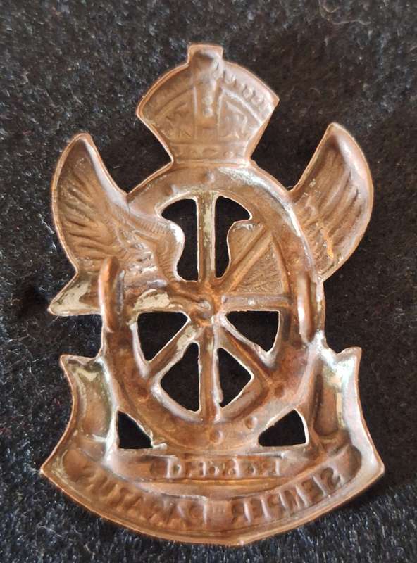 WW2 SA RAILWAYS AND HARBOURS BRIGADE  CAP BADGE   - LUGS INTACT