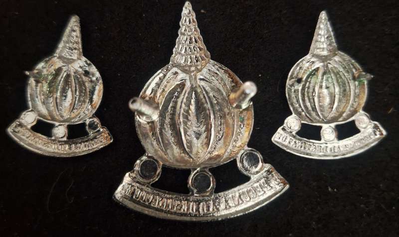 SADF - FINANCIAL SERVICES CAP AND COLLAR BADGES - PINS / SCREWS INTACT